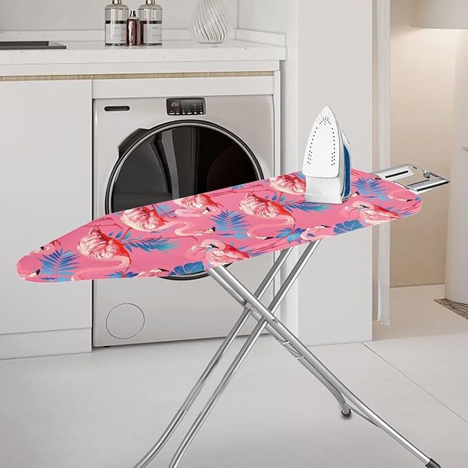 ZCFYGDX Flamingo Palm Leaf Print Ironing Board Covers (15 x 54 in) Hook & Loop Elastic Edge Easy to Install, Scorch Resistant,Lightweight & Breathable Anti-Slip & Wear-Resistant Home Size-XL