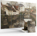 Wall Art Acoustic Panels,35''X24''Sound Absorbing Panels-8-Pack with 50 Adhesive Tabs, Decorative Sound Absorbing Panels for Living Room and Recording Studio, Offices-Small Town Near La Panne
