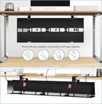 Zilink No Drill Under Desk Cable Management Tray 40" Cord Organizer for Table Clamp/Screw Mount Cable Management Under Desk Waterproof Fabric Cable Management Tray for Office, Home