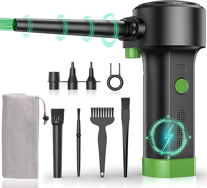 Sukadar Electric Air Duster for Cleaning Computer - Portable 91000 RPM Cordless Air Blower with Rechargeable Battery