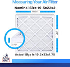 Filter King 19.5x22x2 Air Filter | 4-PACK | MERV 8 HVAC Pleated A/C Furnace Filters | MADE IN USA | Actual Size: 19.5 x 22 x 1.75"