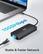 USB C Docking Station Dual Monitor, Selore Docking Station 3 Monitors Triple 4K Display with 2 HDMI, DisplayPort, 1 Gbps Ethernet, 100W PD Charging, USB 3.0 Ports Adapter for Dell, HP, etc(Black)