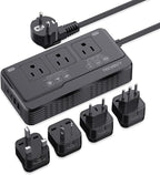 TREVOLTY 2000W Voltage Converter US to Europe for Hair Dryers, 7-in-1 220V to 110V Converter for European Travel with 3 AC/2 USBA/2 USBC Ports, Universal Power Converter Adapter Combo EU/UK/IT/AU Plug