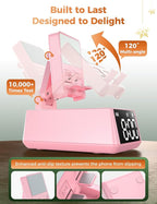 Bluetooth Speaker Birthday Gift for Women:Induction Cell Phone Stand HD Sound Valentines Gifts For Her Adult Teen,Anti-Slip Phone Holder Kitchen Gadget Women Mom Wife Girlfriend Galentines(Pink)