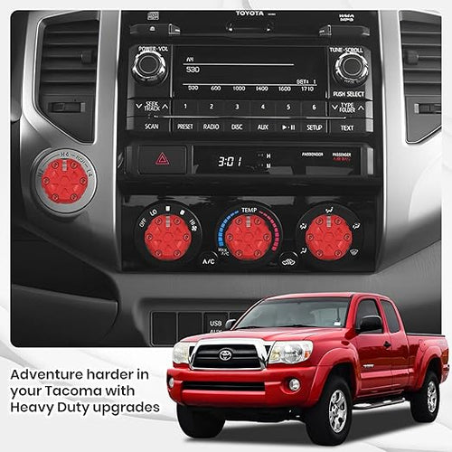 4 Pack - 2nd Gen Tacoma Accessories AC Knob Upgrade - 2005,2006,2007,2008,2009,2010,2011,2012,2013,2014,2015 Tacoma Climate Control Dial Mods Set - for Toyota Interior Replacement Kit