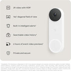 Google Nest Doorbell (Wired, 3rd Gen) - 2K Video and Gemini, Live View, Night Vision, 2-Way Audio - Works with Google Home - 2025 Model - Snow
