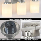 DIKAIDA 38" Bathroom Vanity Light, 6-Light Nickel Vanity Lights for Bathroom, Wall Sconce Lighting with Milky White Glass Shade, Wall Lights,Bath Vintage Wall Mounted Lamps for Mirror Bedroom