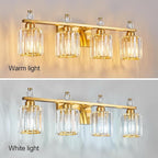 FDPBY Bathroom Vanity Lights 4-Light Gold Modern Crystal Vanity Light Fixtures Over Mirror Crystal Bathroom Vanity Lighting Fixtures