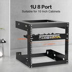 PBAEGAV 8 Port Patch Panel Blank UTP/STP 1U 10“ Keystone Patch Panel with Cable Management and Support Bar Compatible with LC/SC/ST/FC/USB/HDMI Keystone Jack(8 Port)