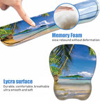 Ergonomic Mouse Pad Wrist Support and Keyboard Wrist Rest Set with Coasters, Non-Slip PU Base, Easy Typing & Pain Relief for Computer Laptop Home Office, Shore Palms Tropical Beach