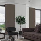 SmartWings Automatic Curtain Opener with Drapery, Motorized Vertical Blinds with Remote, Electric Closet Doors Sliding Panels Compatible with Alexa Google Homekit, 90% Blackout Coconut Brown