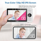 VTech VM901 Smart WiFi Baby Monitor with 1080p FHD Camera and 5" HD IPS Display, Free App, Remote Pan Tilt Zoom, Night Vision, Motion Detection Alerts