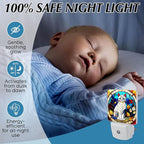 PODMemory Cat Stained Glass Night Lights Plug into Wall for Room, Cat Night Light LED for Bedroom