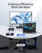 Selore 13-in-1 Laptop Docking Station with 2.26" LCD Display, 160W Max Output, Dual 4K HDMI, 10Gbps USB A/C Ports, Gigabit Ethernet, 100W PD for MacBook, Dell, HP, Lenovo and More
