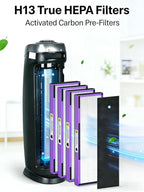 FLT4850PT HEPA Filter B Pet Replacement Compatible with G-Guardian Air Purifier AC4825 AC4825E AC4850PT AC4300 AC4800 AC4900 AC4850,4 H13 True HEPA Filters & 10 Activated Carbon Pre-Filters