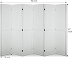 ECOMEX 6 Panel Room Divider, 5.6Ft Pegboard Display Wooden Room Divider Folding Privacy Screen Room Divider Freestanding Peg Board Display for Trade Show Craft Show Home Wall Organizer, Elegant White