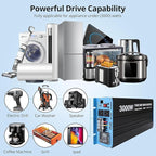 3000W Pure Sine Wave Inverter 1 USB Port 5v/2.1a,LCD Display&Remote Controller for Home, RV, Truck