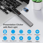 M Monoie Wireless Presenter, Laser Pointer Clicker for Keynote, Laptops, Google Slides - Supports Hyperlinks and Volume Control (Gray Pen/Red/USB Interface)