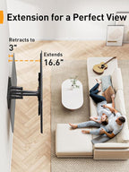 Perlegear UL Listed Full Motion TV Wall Mount for 42-90 inch TVs up to 132 lbs, TV Mount with Dual Articulating Arms, Tool-Free Tilt, Swivel, Extension, Leveling, Max VESA 600x400mm, 16" Studs, PGLF8.