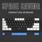 Camiysn 60% Mechanical Gaming Keyboard,White Black Blue Keycaps Gaming Keyboard with Linear Red Switch, Detachable Type-C Cable Mini Keyboard with Blue LED Light for Windows/Mac/PC/Laptop