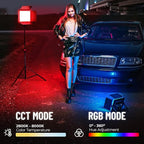 Mettlelite SPL210C RGB LED Video Light with APP Control, 360 Full Color RGB Panel, 2800K-8000K, CRI/TLCI 97+, 10 Scenes, Professional Photography Studio Lighting for YouTube/Stream/Photo/Video