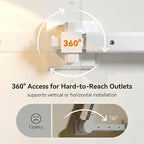 Wall Outlet Extender Stick & Electrical Plug Extension Outlet, Adjustable 8"-36" Wall Plug Extender, Multi Plug with USB C & A, 2 AC, 360° Access for Hard-to-Reach Outlets Behind Furniture Sofa Desk