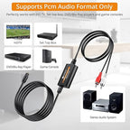 Neoteck 192kHz DAC Converter 5.9ft/1.8m Optical to RCA Cable SPDIF to RCA Digital to Analog Converter with Built-in Audio Amplifier Chipset for HDTVs Set-Top Boxes DVD/Blu-Ray Players-Male Output