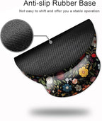 Ergo Comfort Gel Wrist Rest Mouse Pad-Ergonomic Office Mousepad with Wrist Support-Non-Slip, Design Desk Accessories Mat for Home&Game Decor Black Floral