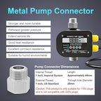 OELFFOW Smart Pump Controller with 2 Metal Pump Connector, BSPP G1 Threaded Interface, 2 Modes Digital Display, Adjustable Pressure, High Power, for Home, Garden, Industrial Use