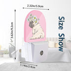 Axxitude Puppy Pug Chamomile Flowers Night Lights Plug into Wall for Girls Boys Room,Night Light LED Lamp Dusk to Dawn Sensor Round Lamp for Bedroom Bathroom Hallway Home Wall Decor Nightlight