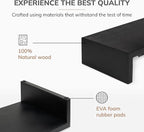 Anji Mountain Wooden Monitor Stand - Elegant Monitor Riser, Perfect Monitor Stand for Desk Organization, Durable Wood Construction monitor stands, Enhances Ergonomics and Workspace Efficiency,Black