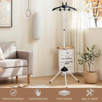 Clothes Steamer Stand Hanger with Steamer Ironing Glove for Steaming Clothes, Handheld Garment Steamer Rack with Grey Mini Handhelded Ironing Pad Board