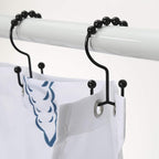 Shower Curtain Hooks, Goowin Shower Curtain Rings, Stainless Steel Black Shower Curtain Hooks, Shower Curtain Rings Rust Proof, Free Sliding Double Shower Hooks for Shower Curtain & Liners (Black)