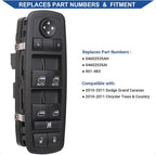 Obaee Driver Side Window Switch Power Control Button Compatible with 2010-2011 Chrysler Town & Country, Dodge Grand Caravan, Replacement OEM 04602535AH 04602535AI, Double Auto Green Light