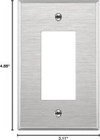 ENERLITES Decorator Switch or Outlet Metal Wall Plate, 430 Stainless Steel, Corrosion Resistant, Mid-Size 1-Gang 4.88" x 3.11", UL Listed, 7731M, Silver