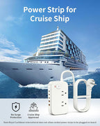 KWRNVO 5FT Portable USB C Power Strip Surge Protector PD 20W Flat Wall Plug Charger Multipl Outlets with 2500W AC Outlets, 3 USB-C Ports, 2 USB-A Ports for Home/Office/Travel