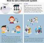 Wuloo Intercoms Wireless for Home 1 Mile Range 22 Channel 100 Digital Code Display Screen, Wireless Intercom System for Home House Business Office, Room to Room Intercom Communication (6 Packs, White)