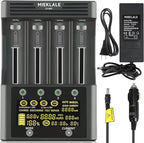 18650 Battery Charger, MIEKLALE 4-Bay 3A Fast Rechargeable Battery Charger with Smart LCD Display,Discharge & Testing Functions for Rechargeable Batteries Li-ion 16340 18650 26650 10440 14500