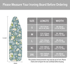 ZCFYGDX Fresh White Daisy Print Ironing Board Cover, Resist Scorching & Staining, Easy to Install Resistant Elastic Edges, 3 Nylon Buckle Straps Fasteners, Protective Scorch Cloth Covers Size-S