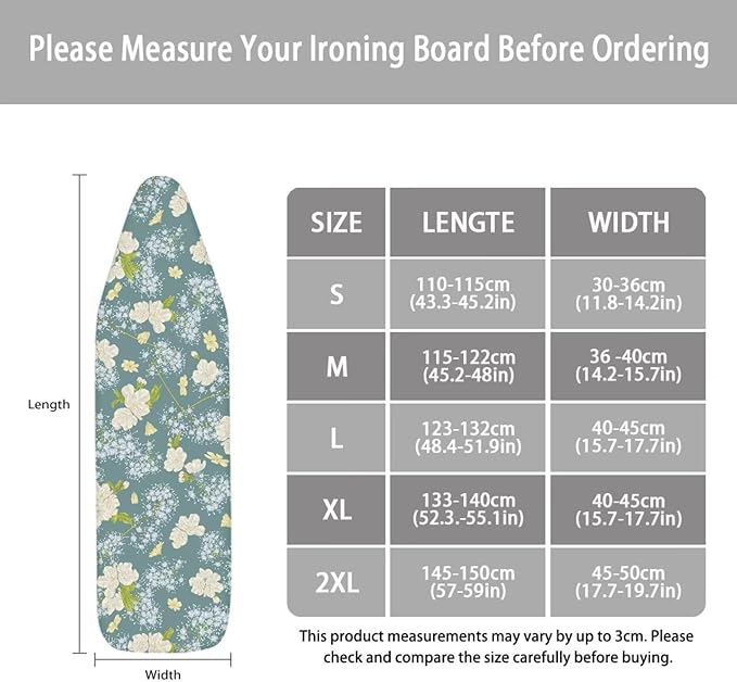 ZCFYGDX Dandelion Flower Print Ironing Board Cover Decor, Resist Scorching & Staining, Easy to Install Resistant Elastic Edges, 3 Nylon Buckle Straps Fasteners, Protective Scorch Cloth Covers Size-L