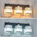 FDPBY Modern Bathroom Vanity Light 3-Lights Plating Black Crystal Bathroom Wall Light Vanity Light Fixtures