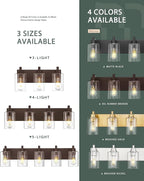 METWET 3-Light Bathroom Light Fixtures, Modern Vanity Light with Cylinder Clear Glass Shade, Vanity Lighting Fixtures Over Mirror, Oil Rubbed Bronze, VL143-ORB-3