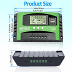 100A MPPT Solar Charge Controller 12v/24v Current Auto Focus MPPT Tracking Charge with LCD Display Dual USB Solar Regulator Charge Controller Multiple Load Control Modes