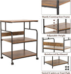 GCCSJ Large Printer Stand，3 Tier Printer Cart with Adjustable Storage Shelf，23.6 x18.9 x 29.5 inches Printer Stand for Home Office, Stands for Heat Press Scanner Fax, Industrial Style, Brown