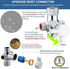 SonTiy Hot and Cold Bidet Mixing Valve Kit, Upgrade Brass 4 Way Warm Bidet T-adapter valve for Handheld Toilet Sprayer Seat Bidet Attachment with Two Tee Connector and 79inch Shower Hose