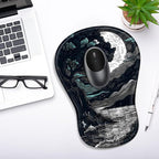 YIWEI Ergonomic Mouse Pad with Wrist Rest - Comfortable Office Mousepad with Memory Foam Wrist Support for Carpal Tunnel Relief, Mouse Pads with Non-Slip Base for Gaming and Home (Moon-2)