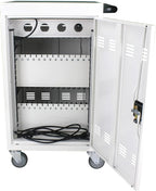 35 Device Charging Cart for Laptops and Tablets Up to 16.3-inch, Mobile Charging Station with AC Outlets, Secure Storage and Cable Management, Mobile Charging Cabinet for Ipads, Chromebooks, White