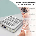 Nail Dust Collector | 1000PA Nail Vacuum Dust Collector | 10 Speed Levels | Low Noise & Strong Suction | Reusable Filter, 10 Pads + Nail Dust Brush| for Acrylic Nails, Salon & Home -White Diamond