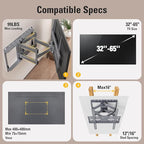 Mounting Dream TV Wall Mount for 32-65 Inch Television,Mount with Swivel and Tilt, Full Motion Bracket with Articulating Dual Arms, Fits 16inch Studs, Max VESA 400X400 mm, 99lbs, MD2581