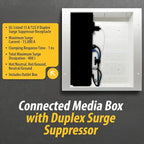 DataComm Electronics Connected Media Box with 15 A/125 V Duplex Surge Suppressor Receptacle, In-Wall Cable Management Box for Power Source & Cables, DIY-Friendly Cord Hider for Wall-Mounted TV